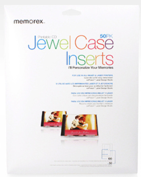 Imation Jewel Case Inserts White 50 Pack Weiß