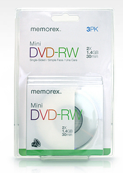 Imation Mini DVD-RW With Slimline Jewel Case 3 Pack Blister 1.4GB DVD-RW 3pc(s)