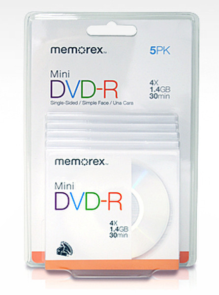 Imation Mini DVD-R With Slimline Jewel Case 5 Pack Blister 1.4GB DVD-R 5pc(s)