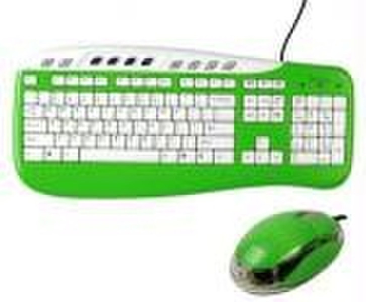 Saitek USB Multimedia Keyboard and Optical Mouse USB QWERTY Grün Tastatur