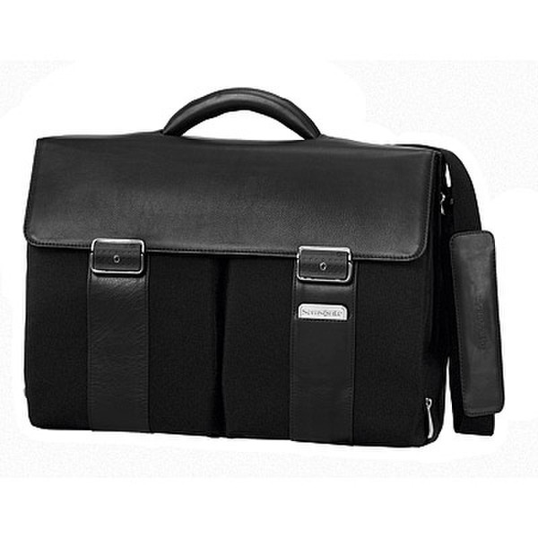 Samsonite Orione Laptop Briefcase 2 pock+2gussets Leather Black briefcase