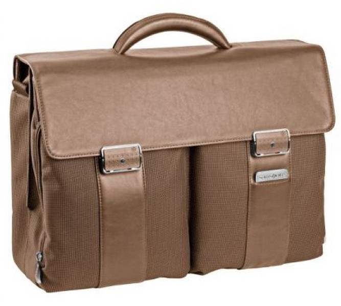 Samsonite Orione Laptop Briefcase 2 pock+2gussets Leder Sand Aktenkoffer
