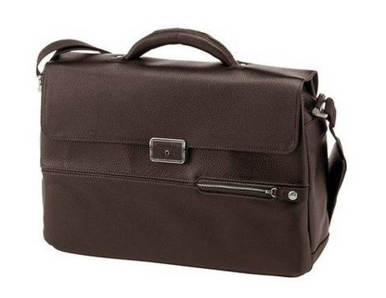 Samsonite Pyxis Briefcase 1 Gusset Leather Brown briefcase