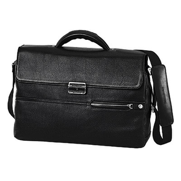 Samsonite Pyxis Briefcase 2 Gussets Leather Black briefcase