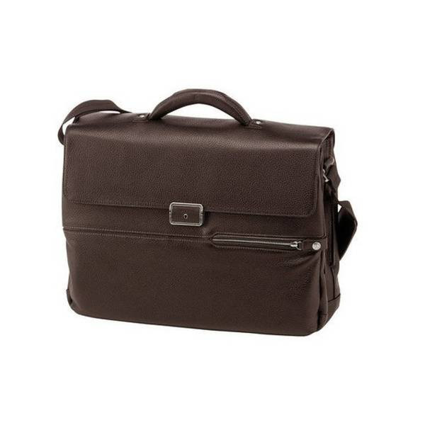 Samsonite Pyxis Briefcase 3 Gussets Leather Brown briefcase
