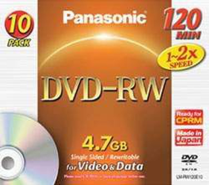 Panasonic LM-RW120E10 4.7ГБ DVD-RW 10шт чистый DVD