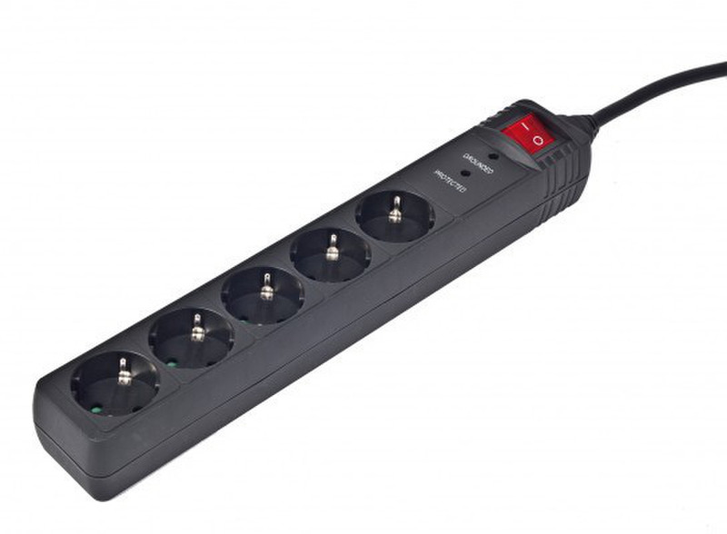 Gembird SPG5-C-5 5AC outlet(s) 250V 1.5m Black surge protector