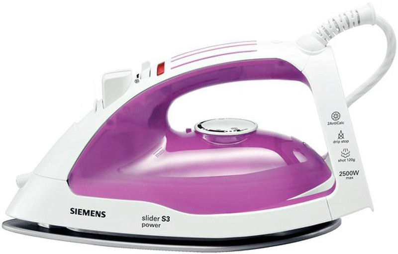 Siemens TB46220 Steam iron Titanium soleplate 2500W Cherry,White iron