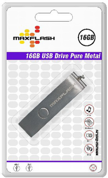 MaxFlash 16GB USB 2.0 16ГБ USB 2.0 Type-A Cеребряный USB флеш накопитель
