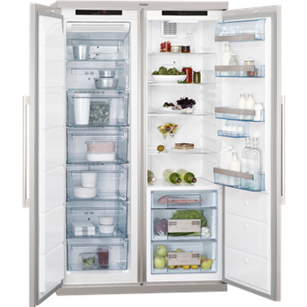 AEG A92200GNM0 freestanding Aluminium side-by-side refrigerator