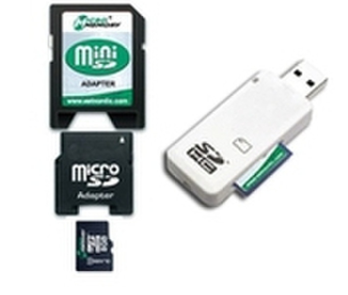 MicroMemory MMMICROSDHC4/8GB-2ADAPT-READER 8GB MicroSDHC Class 4 memory card