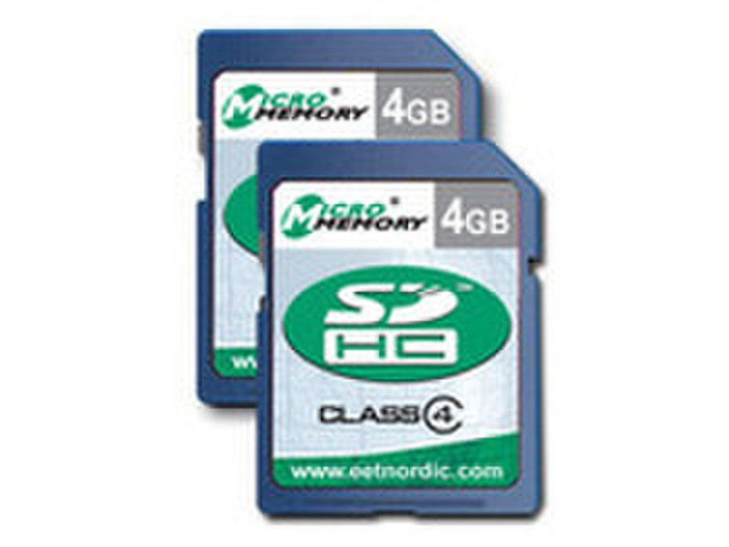 MicroMemory MMSDHC4/4GB-TWIN 4GB SDHC Klasse 4 Speicherkarte