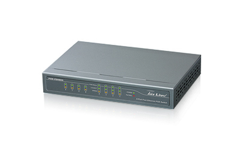AirLive POE-FSH804 Неуправляемый Power over Ethernet (PoE) Черный сетевой коммутатор