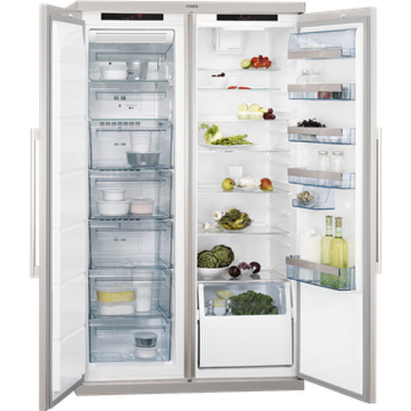 AEG S93300KDM0 freestanding A+ Stainless steel side-by-side refrigerator