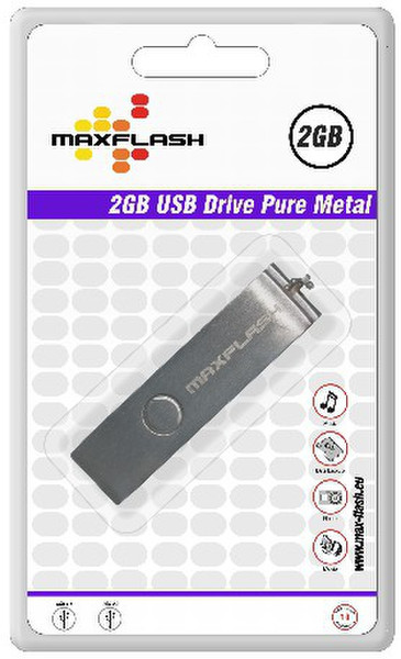 MaxFlash 2GB USB 2.0 2ГБ USB 2.0 Type-A Cеребряный USB флеш накопитель
