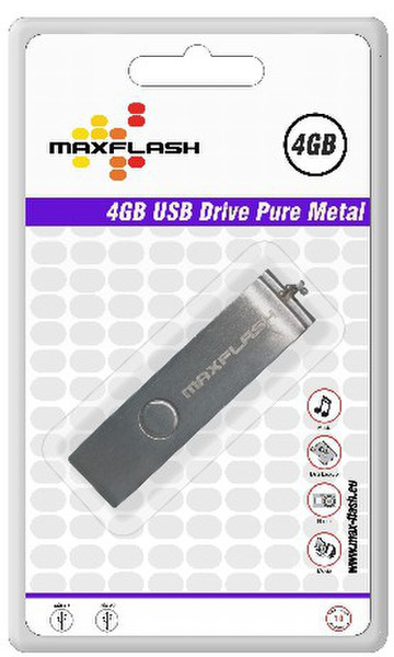 MaxFlash 4GB USB 2.0 4ГБ USB 2.0 Type-A Cеребряный USB флеш накопитель