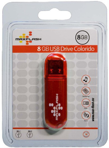 MaxFlash 8GB USB 2.0 8ГБ USB 2.0 Красный USB флеш накопитель