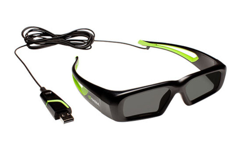 Nvidia 3D Vision Wired Glasses Black,Green stereoscopic 3D glasses