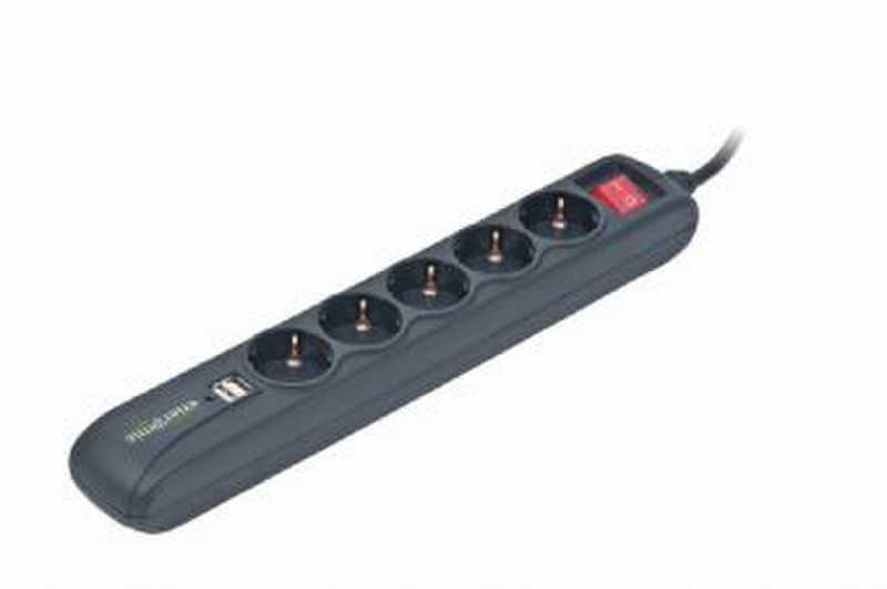 Gembird SPG5-U 5AC outlet(s) 250V 1.5m Black surge protector