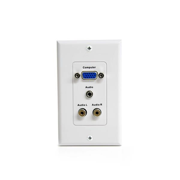 StarTech.com 15-Pin Female VGA Wall Plate with 3.5mm and RCA - White outlet box