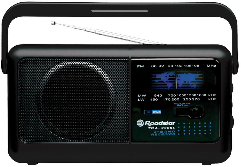Roadstar TRA-2388L/BK Портативный Аналоговый Черный радиоприемник