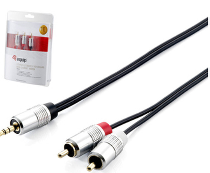 Equip 149321 1.5m 3.5mm 2 x RCA Black