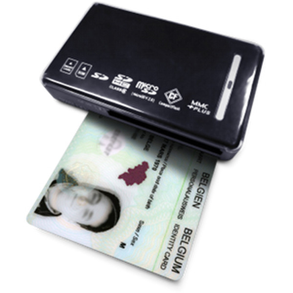 H'mc Multi memory card reader + eID + SIM USB 2.0 Черный устройство для чтения карт флэш-памяти