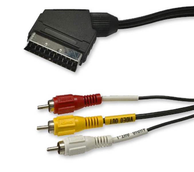 Neklan 1.5m Scart/RCA 1.5m SCART (21-pin) 3x RCA Black video cable adapter