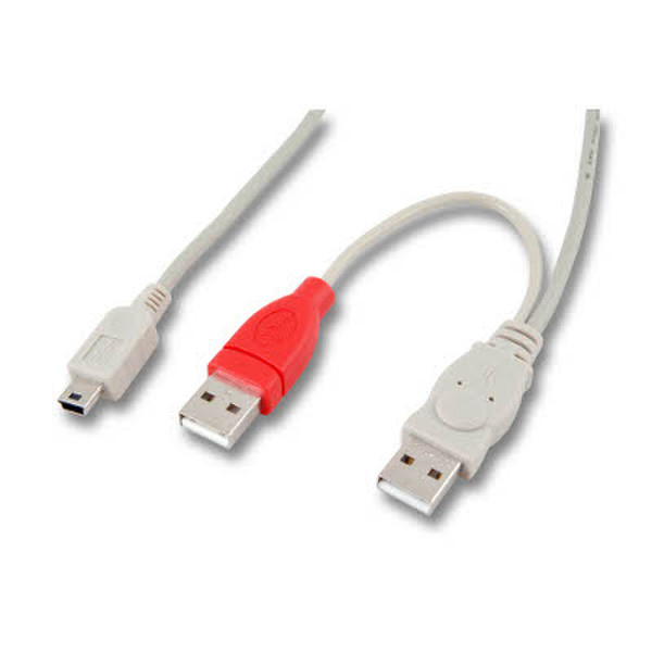 Neklan 1m mini USB B/2x USB A 1m USB A Mini-USB B Weiß