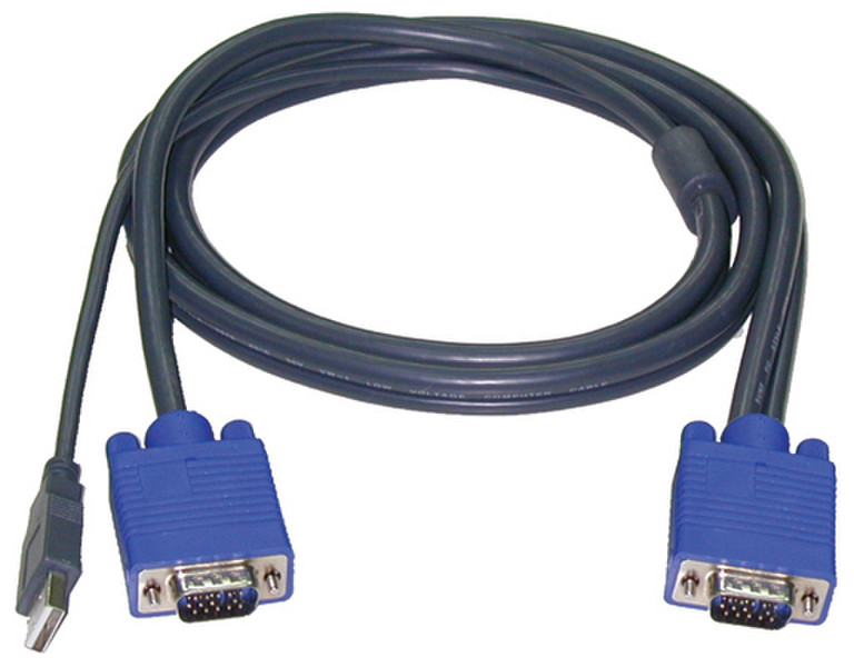 Neklan 3m KVM USB M/M 3m Blau, Schwarz Tastatur/Video/Maus (KVM)-Kabel