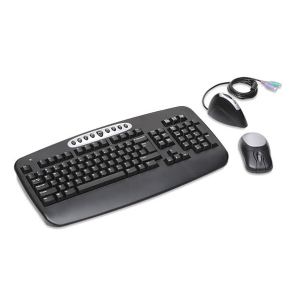 Belkin Wireless Keyboard and Mouse, PS/2 Беспроводной RF Черный клавиатура