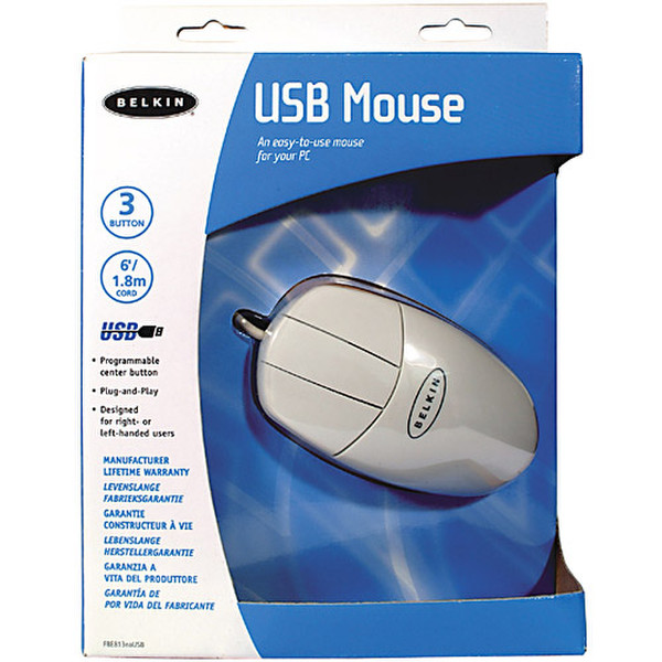Belkin USB Mouse - White USB Механический Белый компьютерная мышь