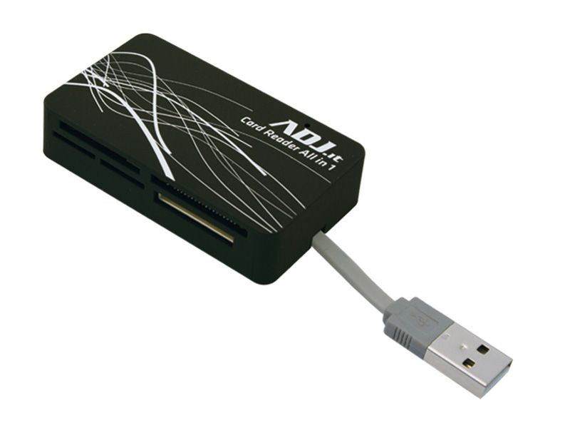 Adj USB All in 1 Card Reader USB 2.0 Черный, Cеребряный устройство для чтения карт флэш-памяти