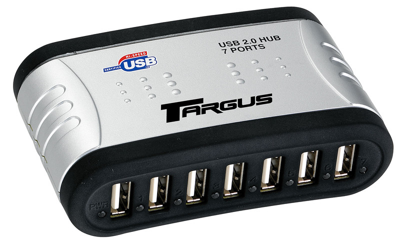 Targus USB 2.0 7-Port Hub with AC Adapter 480Mbit/s interface hub