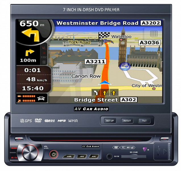 Autovision AV-9100TBT PlugIn einfügen 7Zoll LCD Touchscreen Schwarz Navigationssystem