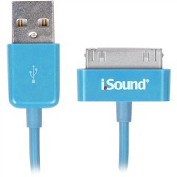i.Sound ISOUND-1632 1m USB A 30 pin Blue mobile phone cable