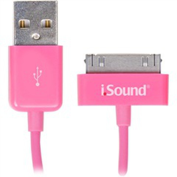 i.Sound ISOUND-1633 1м USB A 30 pin Розовый дата-кабель мобильных телефонов