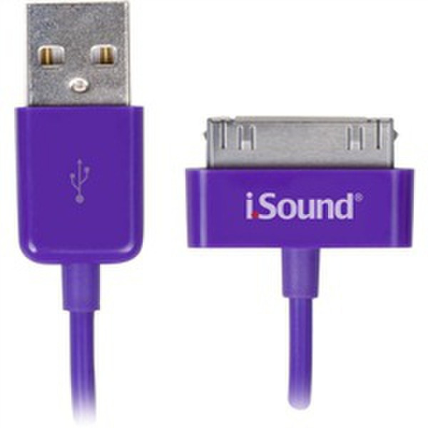 i.Sound ISOUND-1634 1m USB A 30 pin Purple mobile phone cable