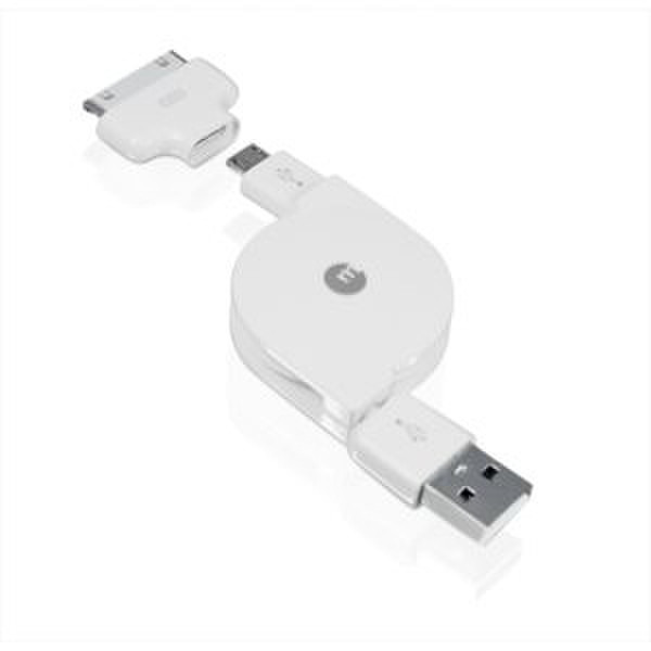 Macally DualSync 0.5m Micro USB/Apple 30-pin Dock USB White mobile phone cable