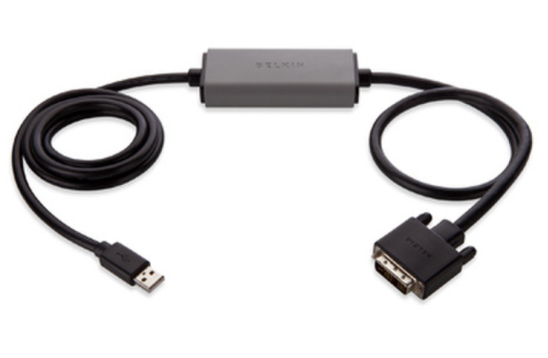 Belkin 6ft. USB to DVI 1.82m USB DVI Schwarz Videokabel-Adapter