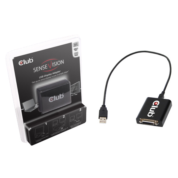 CLUB3D SenseVision USB2.0 to DVI-I Graphics Adapter