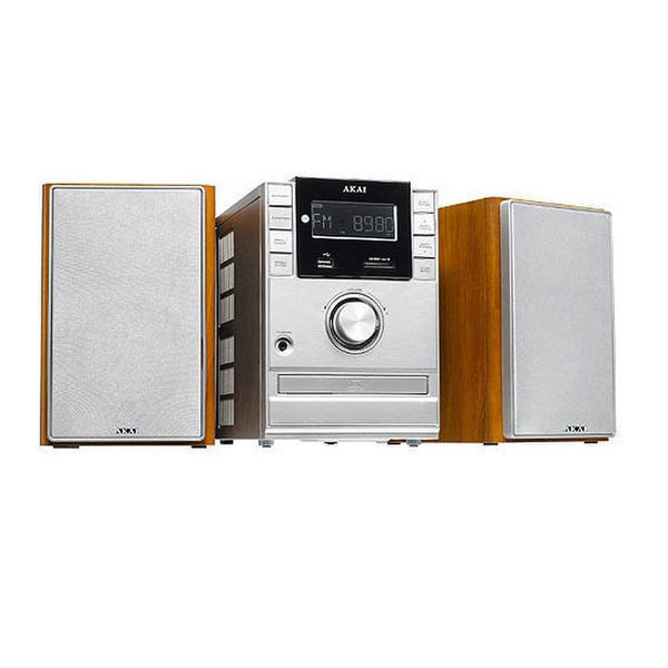 Akai AMP110 Micro set 10W Silver,Wood home audio set