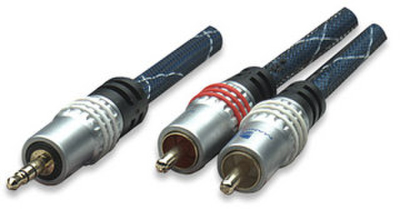 Manhattan 361217 1.5м RCA 3.5mm Синий аудио кабель