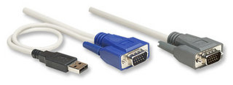Intellinet 3m M/M HD15/HD15, USB 3m Grau Tastatur/Video/Maus (KVM)-Kabel