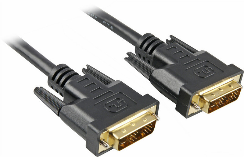 Sharkoon DVI-D/DVI-D (18+1) 2m 2m DVI-D DVI-D Black DVI cable