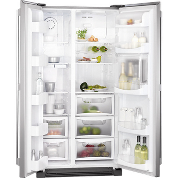 AEG S56000XNS0 freestanding 555L A+ Grey,Stainless steel side-by-side refrigerator