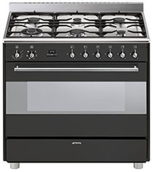 Smeg SNL916MFA Freistehend Gas hob B Schwarz Küchenherd