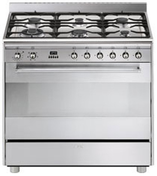 Smeg SNL916MFX Freestanding Gas hob B Stainless steel