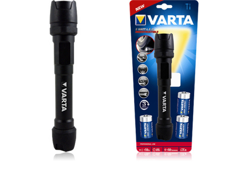 Varta Indestructible 3 Watt LED Light 3C Hand flashlight LED Black