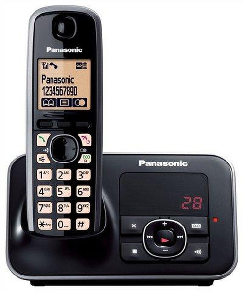 Panasonic KX-TG6621 DECT Anrufer-Identifikation Schwarz